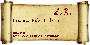 Leposa Kálmán névjegykártya