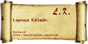 Leposa Kálmán névjegykártya